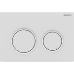 Pulsador Omega20 de Geberit. Doble descarga: blanco mate lacado, revestimiento fácil de limpiar, blanco